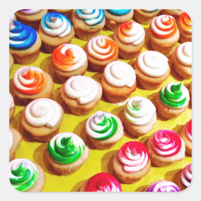 Baking Colorful Cupcakes Square Sticker (Front)