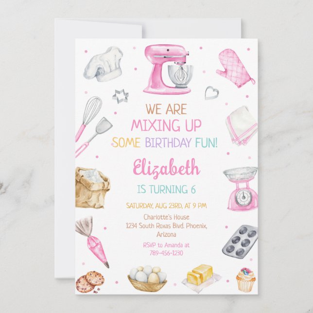 Baking Cooking Birthday Party Invitation (Front)