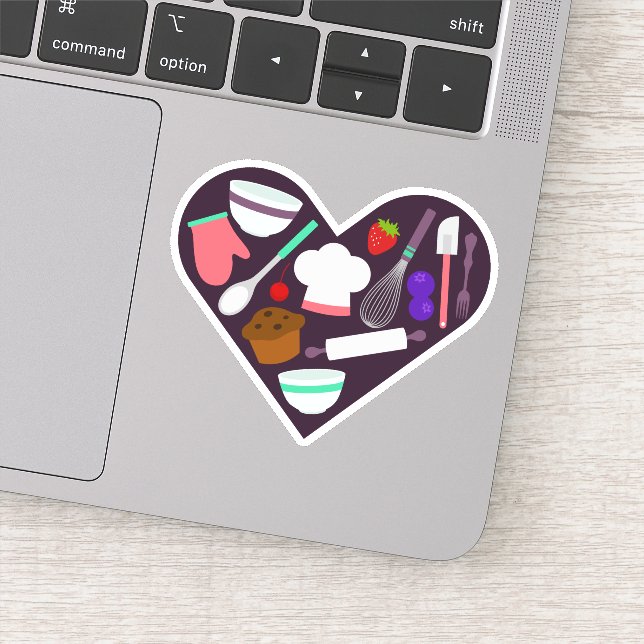 Baking Cooking Heart Hobby Die Cut Sticker Decal (Detail)