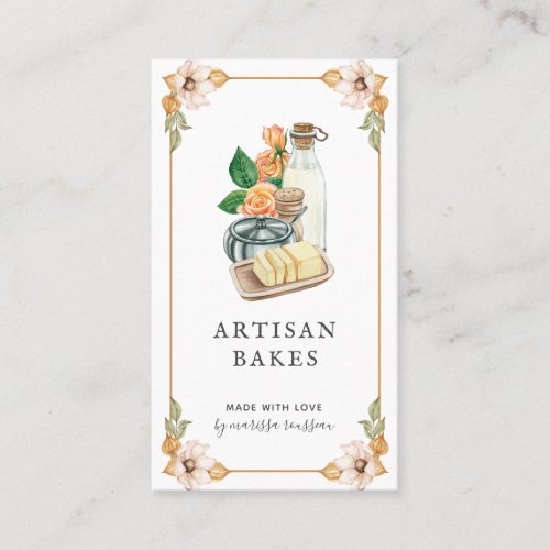 Baking Cooking Ingredients Watercolor Bakery Baker Business Card