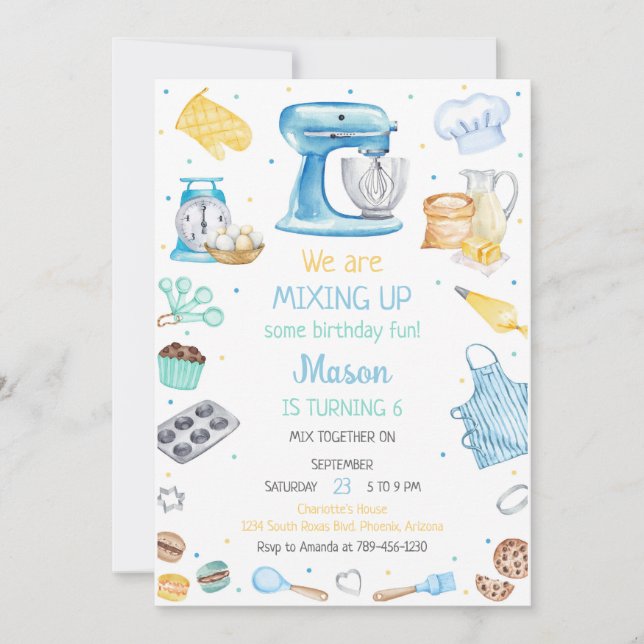 Baking Cooking Party Birthday Invitation (Front)