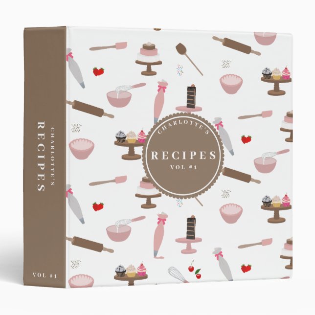 Baking & Cooking Supplies Family Recipe Cookbook 3 Ring Binder (Front/Spine)