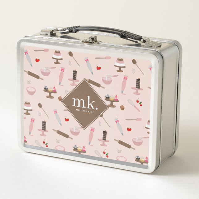 Baking & Cooking Utensils Bakery Cooking Monogram Metal Lunch Box (Front)