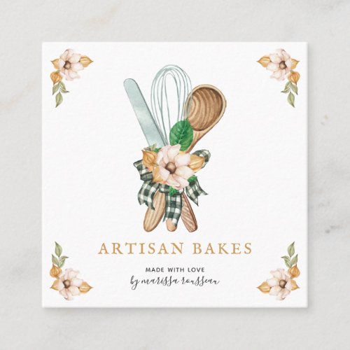 Baking  Cooking Utensils Bakery Pastry Chef Square Business Card
