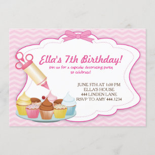 Baking Cupcake Decorating Birthday Invitations
