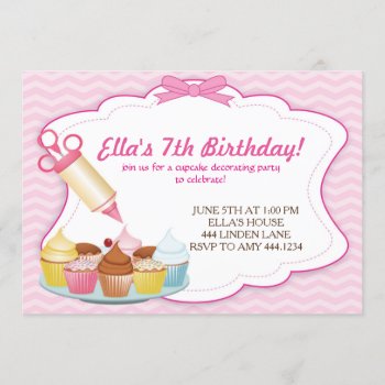 Baking Cupcake Decorating Birthday Invitations by ThreeFoursDesign at Zazzle