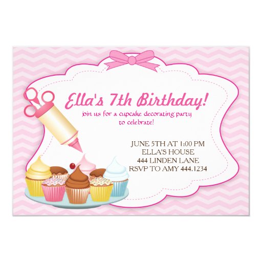 Cupcake Decorating Birthday Party Invitations 6