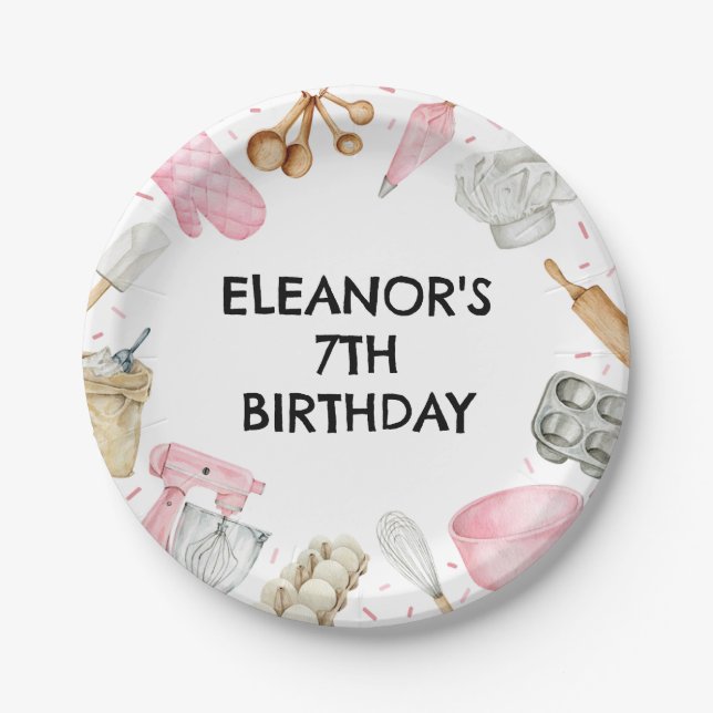 Baking Cupcake Decorating Birthday Paper Plates (Front)