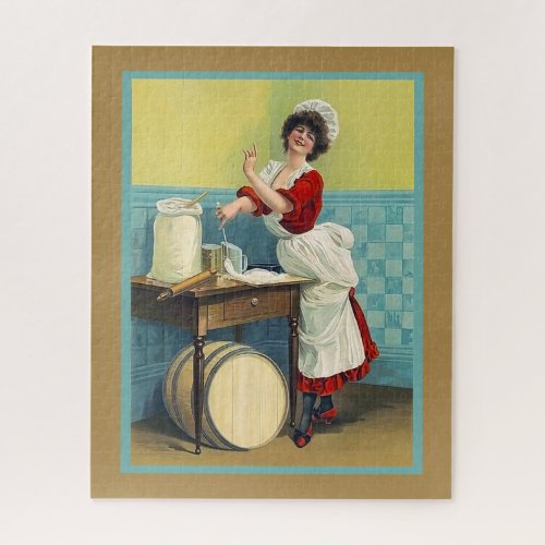 Baking Day Colorful Vintage Illustration Jigsaw Puzzle