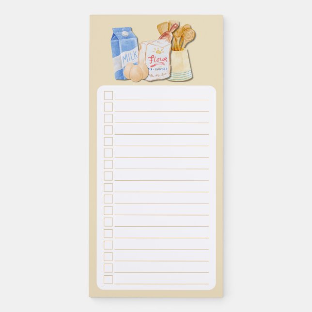 Baking Design Grocery List Magnetic Notepad (Front)