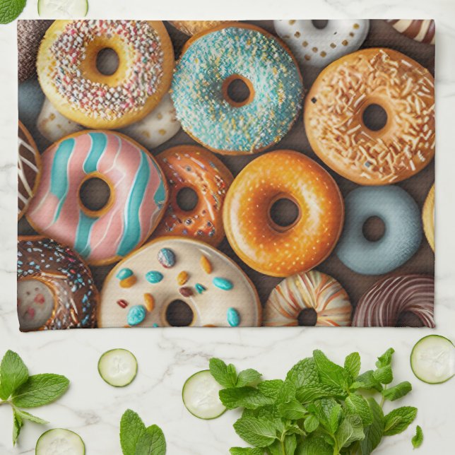 Baking Donuts Kitchen Towel (Folded)