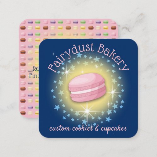 Baking fairy magic stars macaroon cookies bakery b square business card