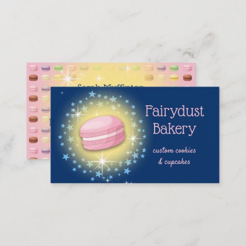 Baking fairy magic stars macaroon cookies bakery business card