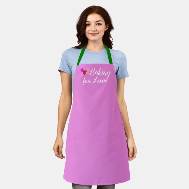 Baking For Love Apron | Cute Pink Chef Design (Worn)