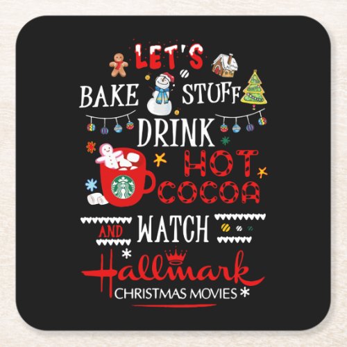 Baking Gifts  Lets Bake Stuff Drink Hot Cocoa Square Paper Coaster