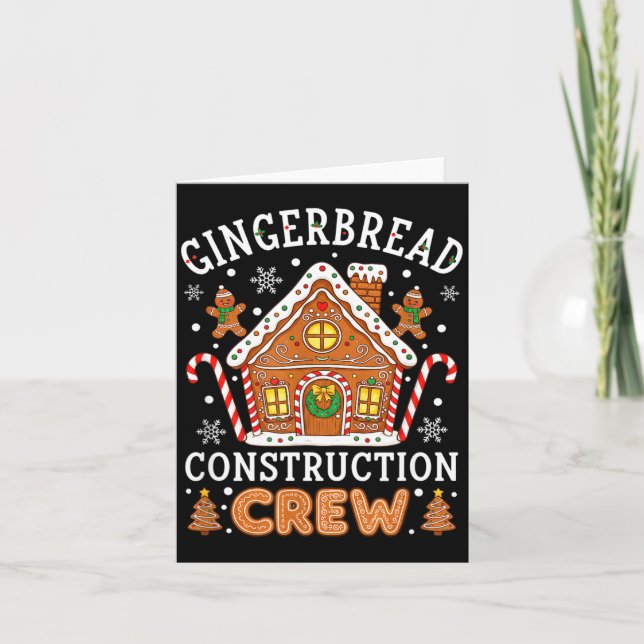 Baking Gingerbread House Construction Crew Christm Card (Front)