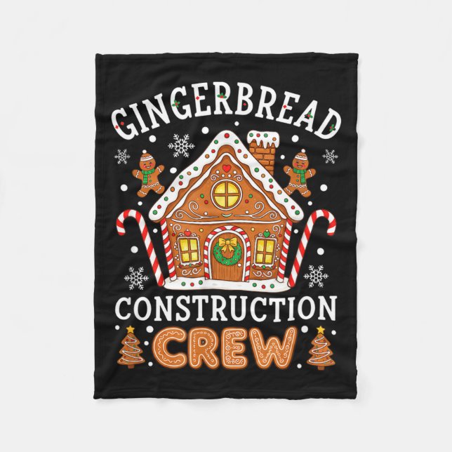 Baking Gingerbread House Construction Crew Christm Fleece Blanket (Front)