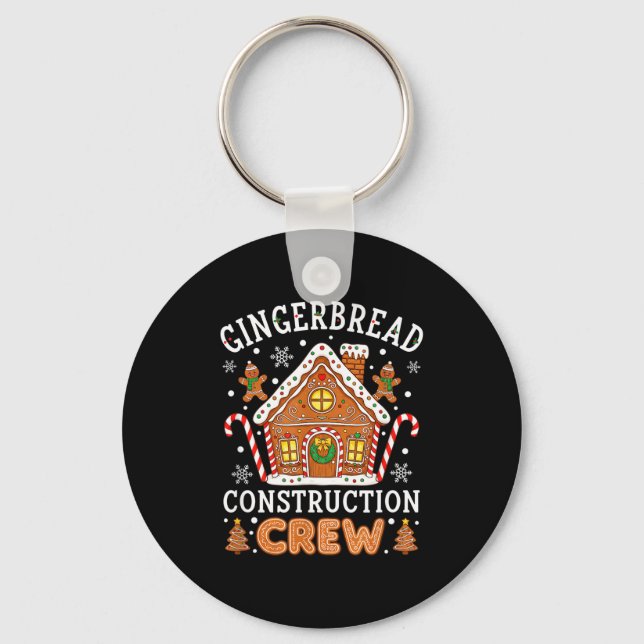 Baking Gingerbread House Construction Crew Christm Keychain (Front)