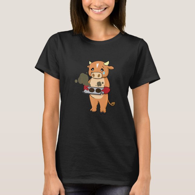 Baking Gone Wrong Cow Chef Culinary Baker Cook T-Shirt (Front)