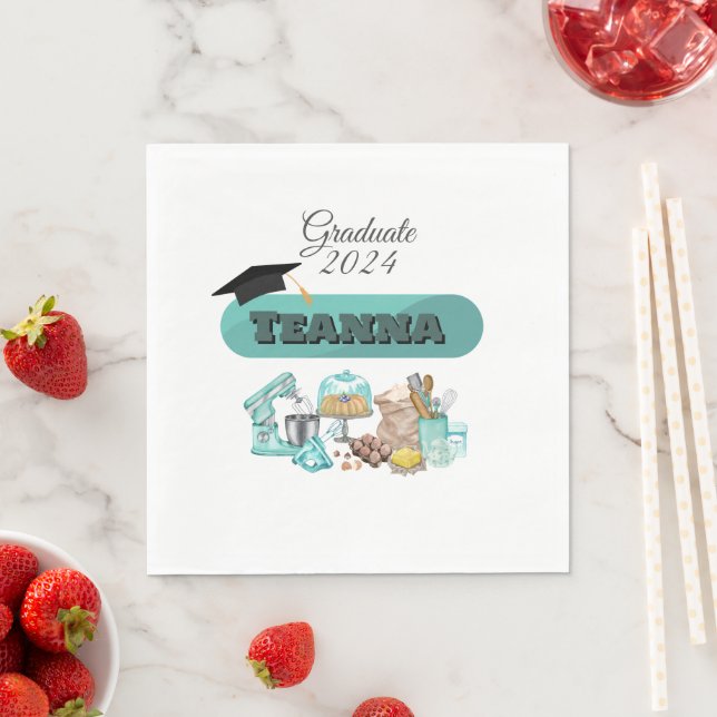 Baking Graduation Birthday Party Paper Plate Napkins (Insitu)