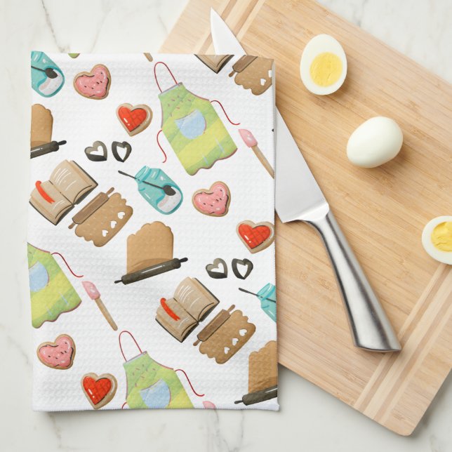 Baking Hearts Kitchen Towel (Quarter Fold)
