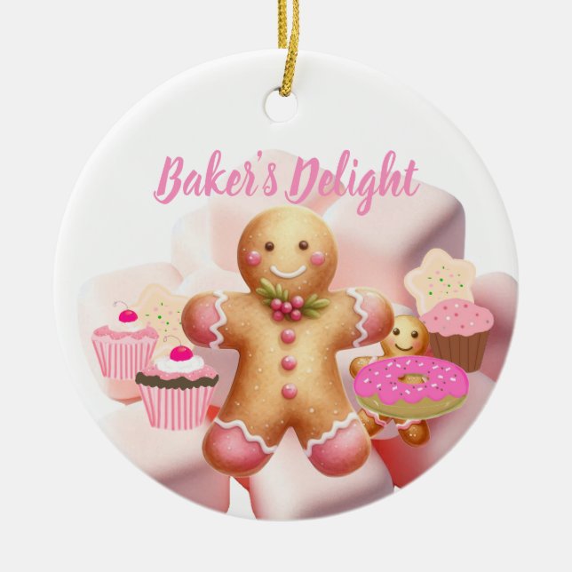 Baking Holiday Treats Gingerbread Man Ceramic Ornament (Front)