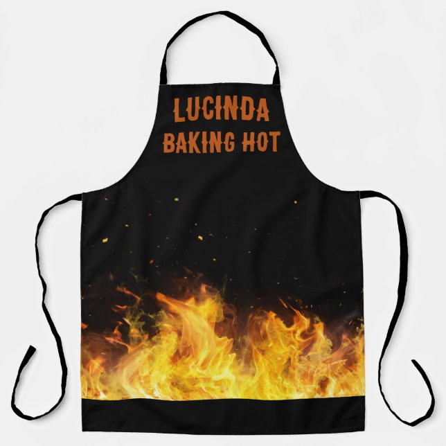 Baking Hot Chef Flames Personalize Apron (Front)