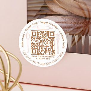 Baking Ingredient & Dietary QR Code Chic Utensils Classic Round Sticker