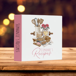 Baking Inspired Personalized Recipe 3 Ring Binder