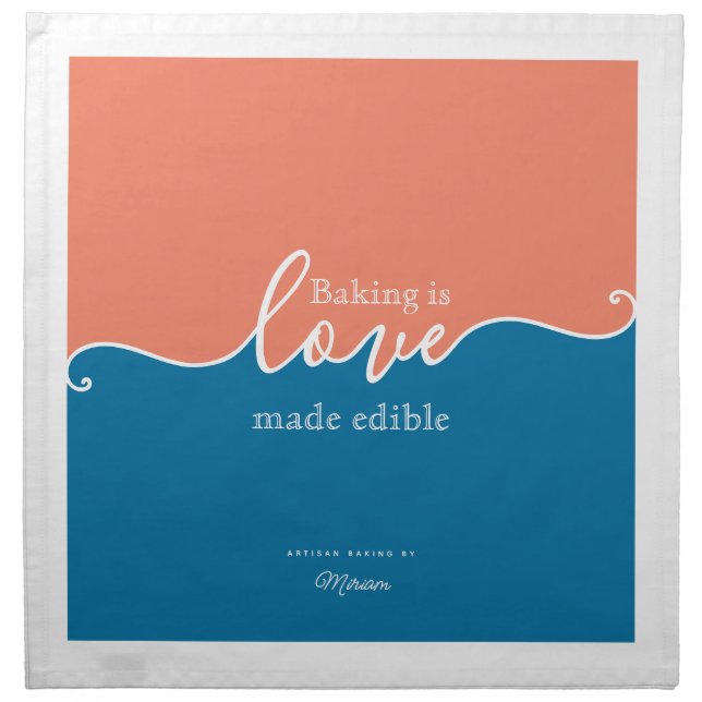 Baking is Love made Edible Rising Dough Cover & Cloth Napkin (Front)