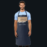 Baking is Love made Edible Script Apron<br><div class="desc">Personalized Baking is Love Made Edible. NAVY & TAN. Clean Modern Script design. Your Home-baking is a frame-worthy work of art. Sign your masterpiece with a flourish with this understated classy ALL-OVER PRINT APRON. Great gift for the guy who loves to cook/bake. Coordinates with our matching Rising Dough Covers which...</div>