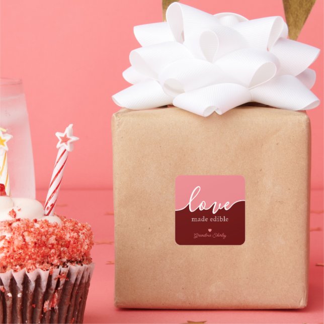 Baking is Love made Edible Script Square Sticker (Party)