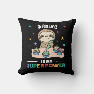 Baking Is My Superpower Sweet Sloth Baked Adult Cl Throw Pillow