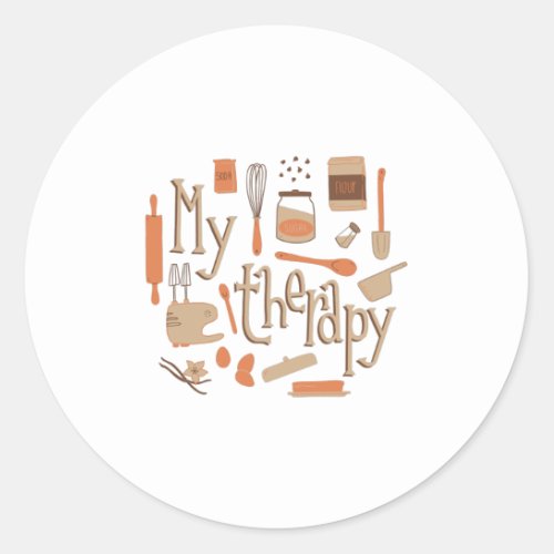 BAKING IS MY THERAPY CLASSIC ROUND STICKER