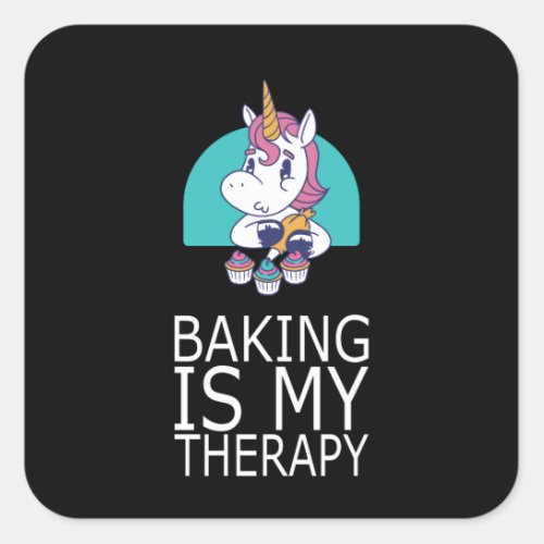 Baking Is My Therapy Funny Cake Decorator Square Sticker