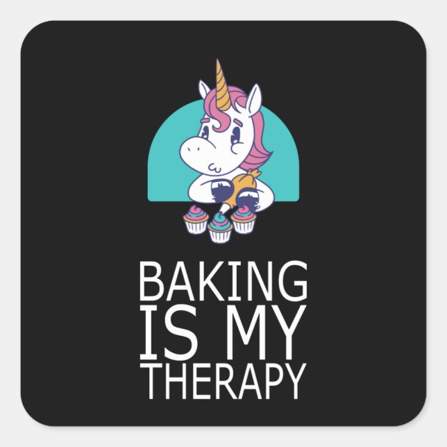 Baking Is My Therapy Funny Cake Decorator Square Sticker (Front)