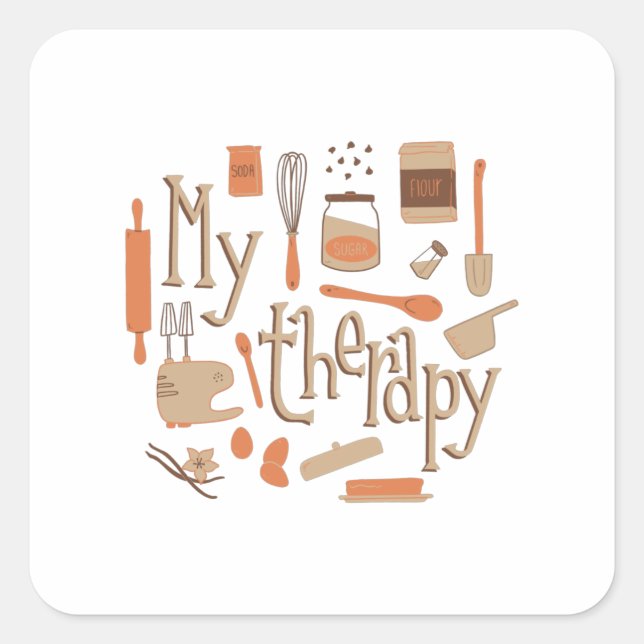 BAKING IS MY THERAPY SQUARE STICKER (Front)