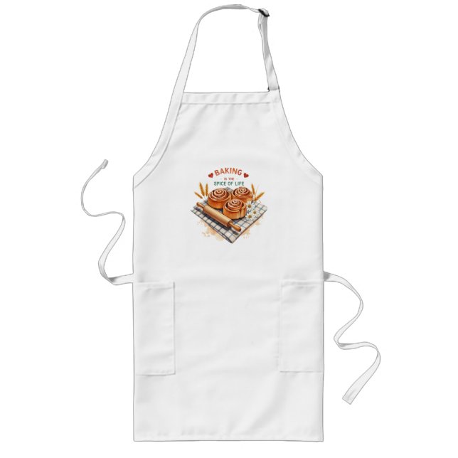 Baking Is The Spice Of Life – Cinnamon Roll Long Apron (Front)