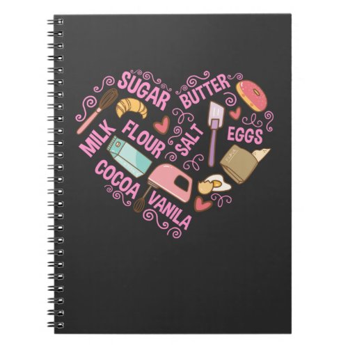 Baking Love Baker Tools Pastry Chef Butter Eggs Notebook