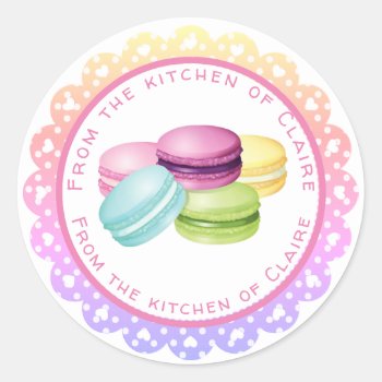 Baking Macarons From The Kitchen Of Classic Round Sticker by ThreeFoursDesign at Zazzle