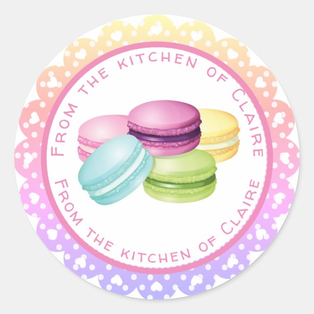 Baking macarons from the kitchen of classic round sticker (Front)