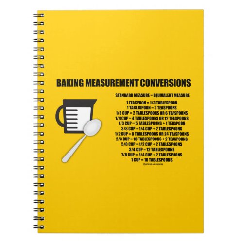Baking Measurement Conversions Measure For Cooking Notebook
