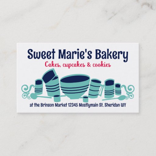 Customizable baking mixing bowl kitchen cannisters bakery bu... business card template