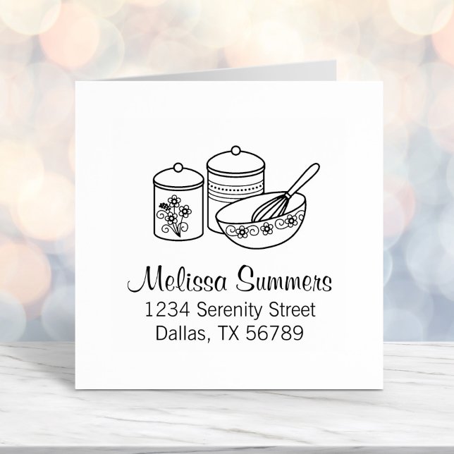 Baking - Mixing Bowl, Whisker, Canisters Address Self-inking Stamp (Creator Uploaded)