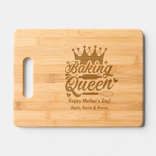 Baking mom queen Mother's day gift  Engraved Cutting Board (Front)