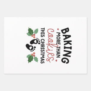 Baking More Than Cookies This Christmas Pregnancy Wrapping Paper Sheets
