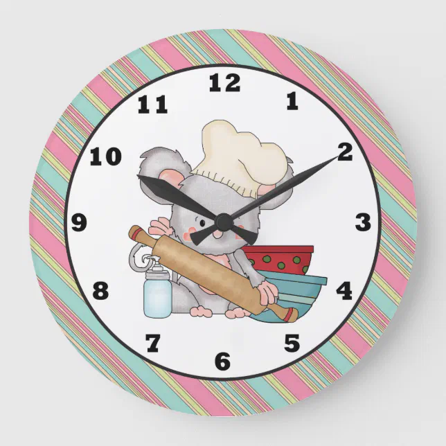 Baking Mouse cartoon kitchen wall clock | Zazzle