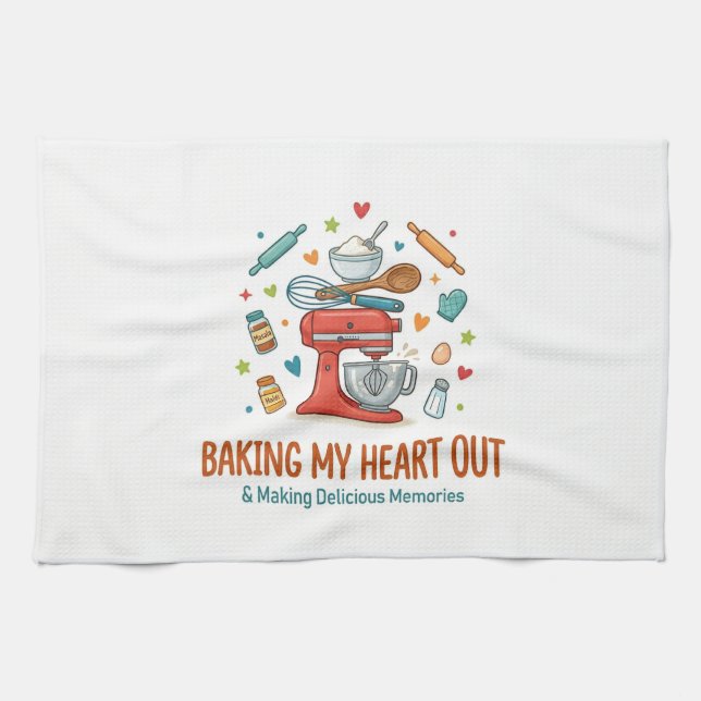 Baking My Heart Out & Making Delicious Memories  Kitchen Towel (Horizontal)