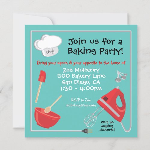 Baking or Cooking Party Invitation Card