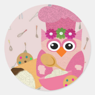 Baking Owl Classic Round Sticker